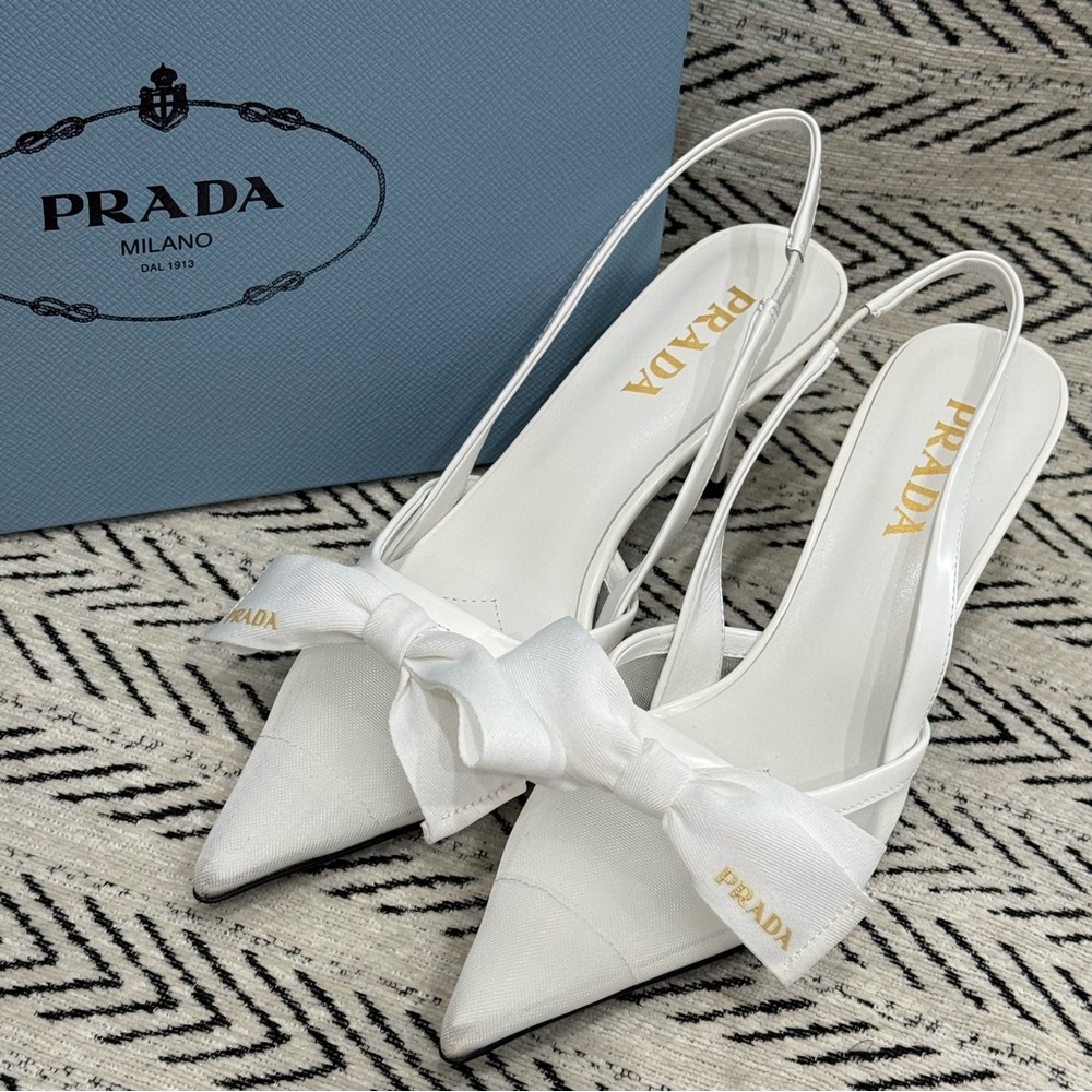 Prada Women's White Bowknot Heels